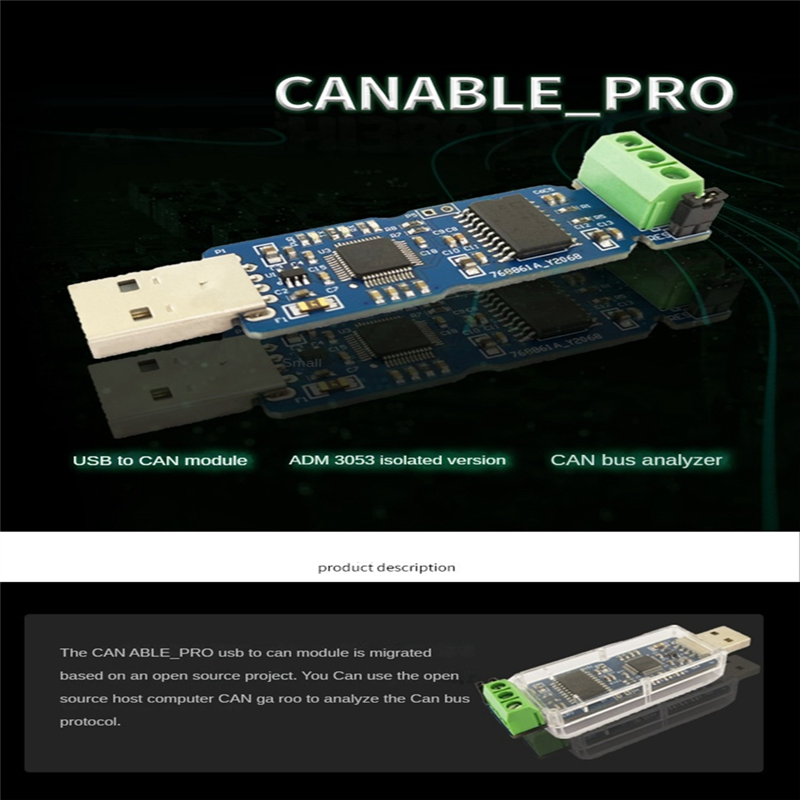 Moduł konwertera CANable USB na adapter analizatora debugowania CAN Canbus CANdleLight ADM3053 wersja izolowana CANABLE PRO