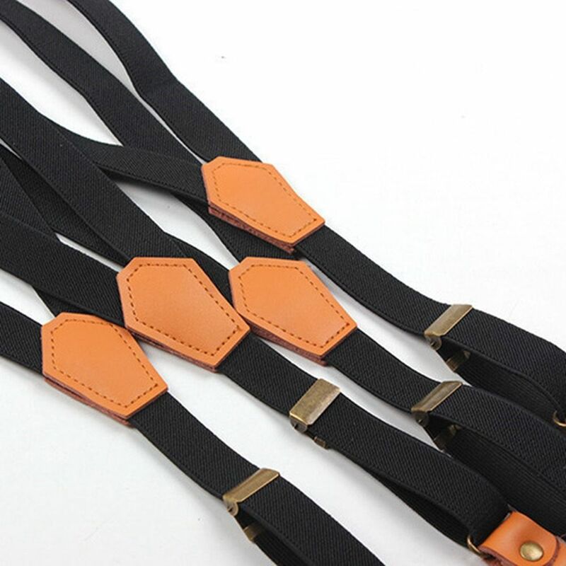 Stripe Solid Color For Women Performance 3 Hooks Adjustable Braces Tie Suspenders Suspenders Clips Hanging Pants Clip