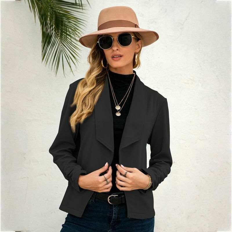 Women Solid Colors Buttonless Blazer Formal Clothing All Match Commute Casual Short Suit 2023 Office Lady New Fashion Blazers