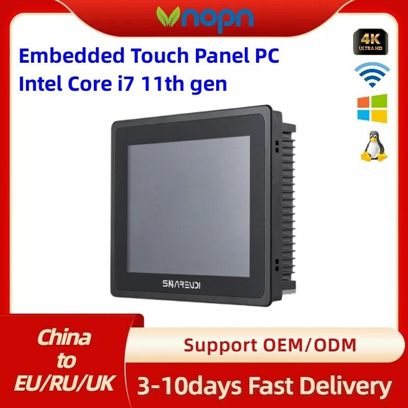 Capacitivo Touch Screen Panel PC, 11ª Geração Embedded Panel, IP65 Impermeável, Suporte VGA e HD-MI, 10.4in, Core i7 1145G7 i7