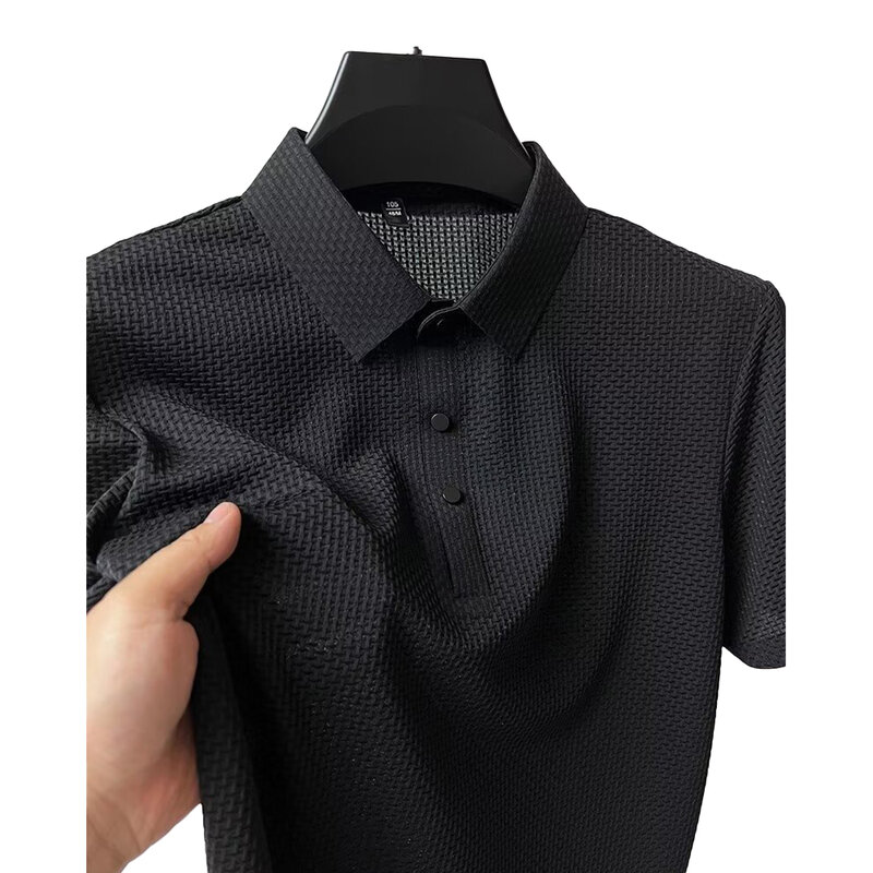 남성 셔츠 탑 캐주얼 머슬 오피스 리브 반팔 슬림핏 티셔츠, 단색 여름 캐주얼 편안한 패션
