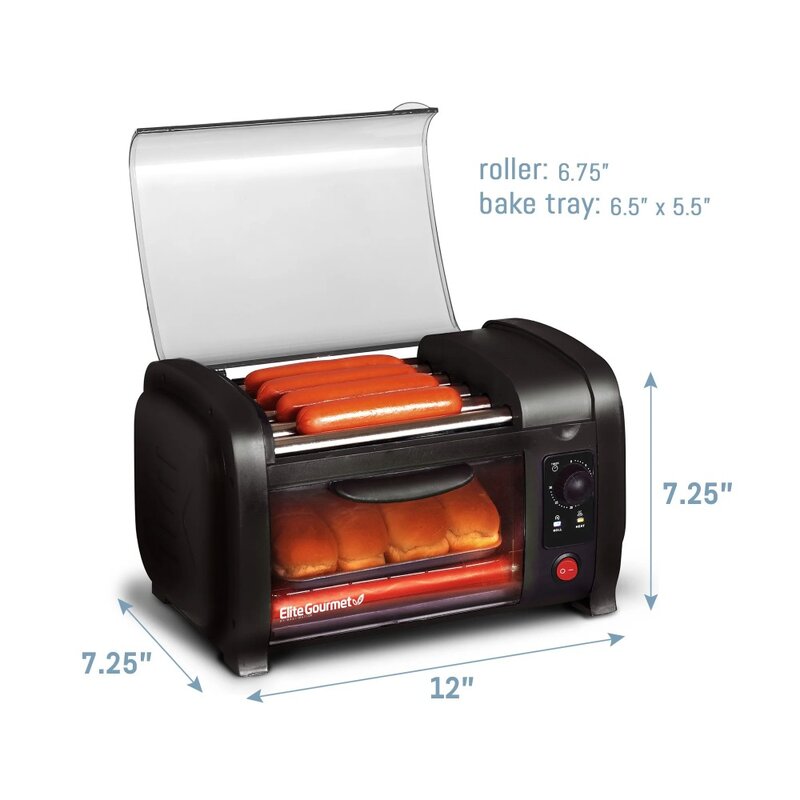 EHD-051B New Cuisine  Hot Dog Roller and Toaster Oven, Black