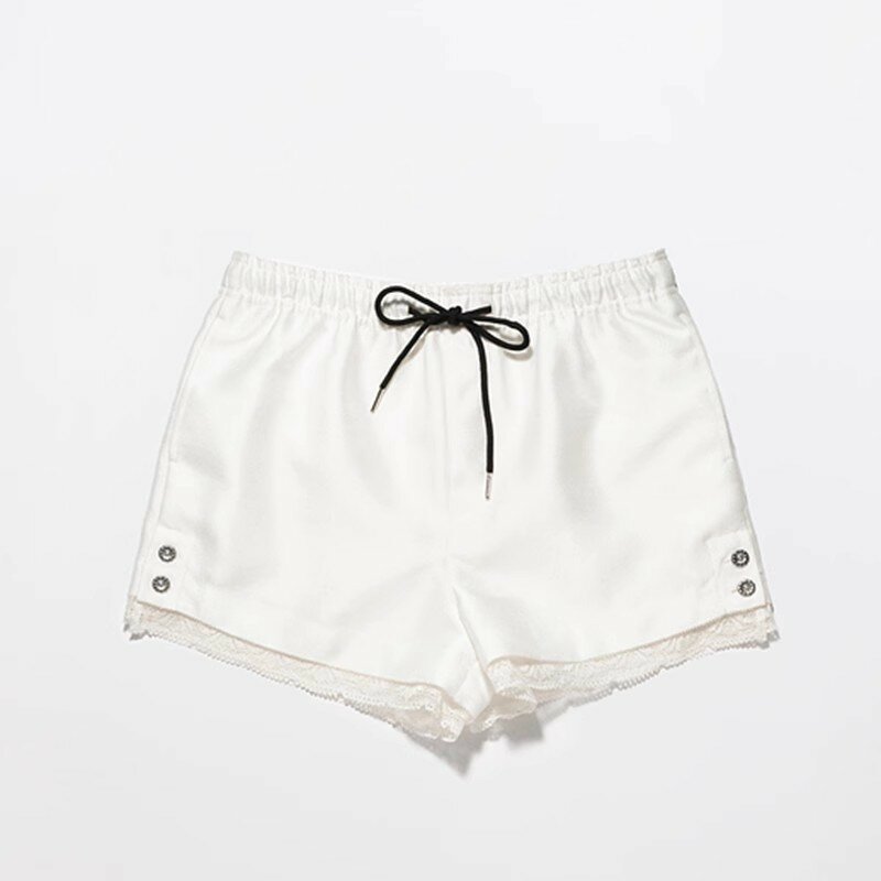 Niche-pantalones cortos transpirables para mujer, shorts informales de cintura alta, color sólido, novedad de verano, 2024