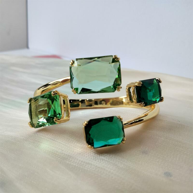 Zielony kryształ 2024 najlepiej sprzedający się produkt dla kobiet akcesoria modne biżuteria oryginalne naszyjniki kolczyki pierścionki bransoletki Party