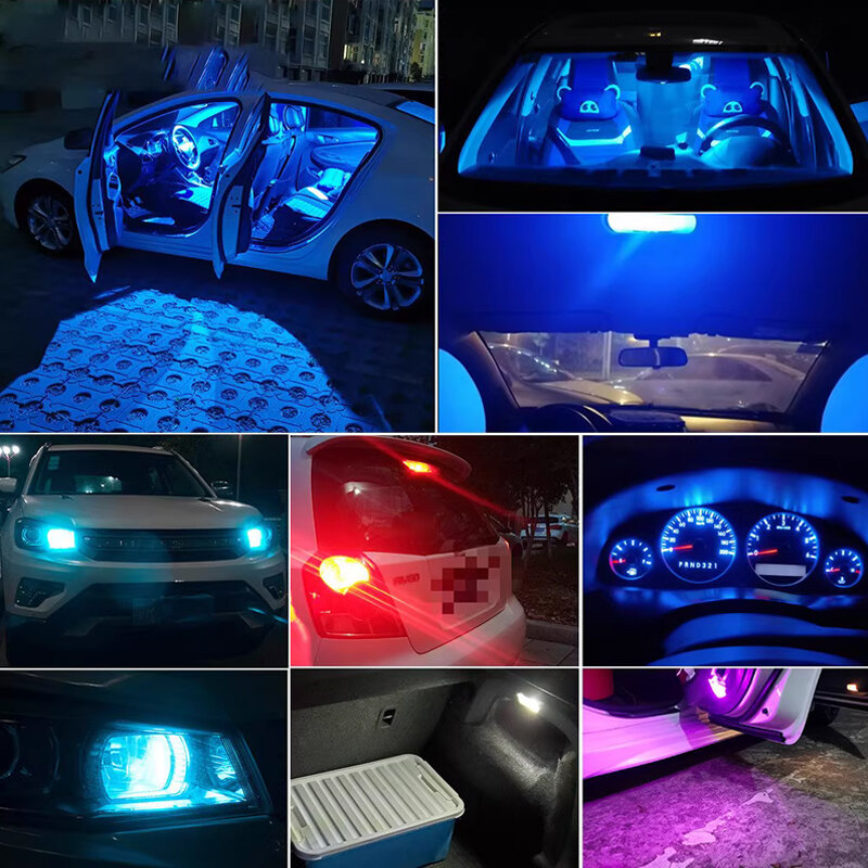 หลอดไฟ LED T10สำหรับรถยนต์ W5W 6000K สีขาว12V โคมไฟอ่านหนังสือทรงโดมโคมไฟป้ายทะเบียน DRL อุปกรณ์เสริม