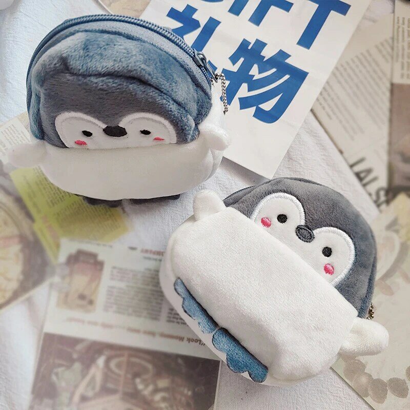 Cartera con forma de pingüino para niños pequeños, bolsa de felpa Adorable, fácil de llevar, accesorios para niños