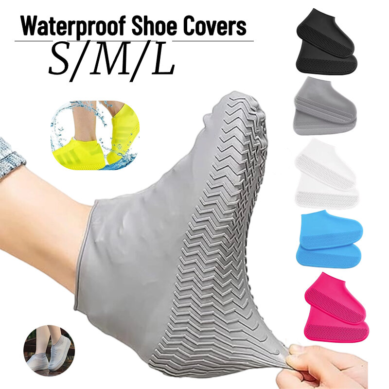 Unisex impermeável antiderrapante silicone sapatos botas de chuva, tênis protetor, ao ar livre, dia chuvoso, reutilizável tampa de sapato de chuva, 1 par