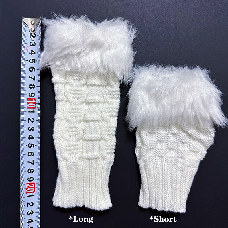 Осенне-зимние вязаные перчатки Villi для сенсорного экрана, женские белые милые теплые рукавицы, пушистые рукавицы, перчатки без пальцев