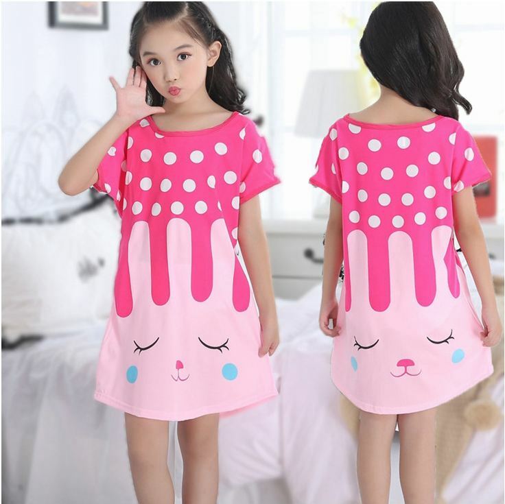 Летняя ночная рубашка для девочек, мультяшная Пижама, платье для детей, ночная рубашка для подростков 3-10 лет, Детская ночная рубашка
