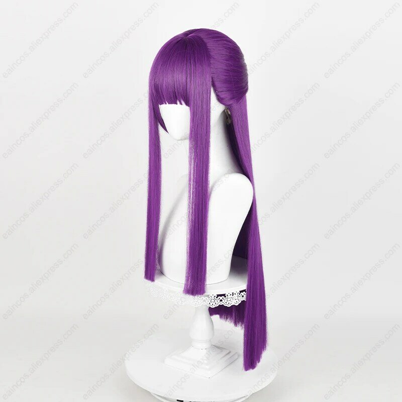 Anime paproć peruka do Cosplay 80cm proste fioletowe peruki mieszane kolory odporne na ciepło włosy syntetyczne