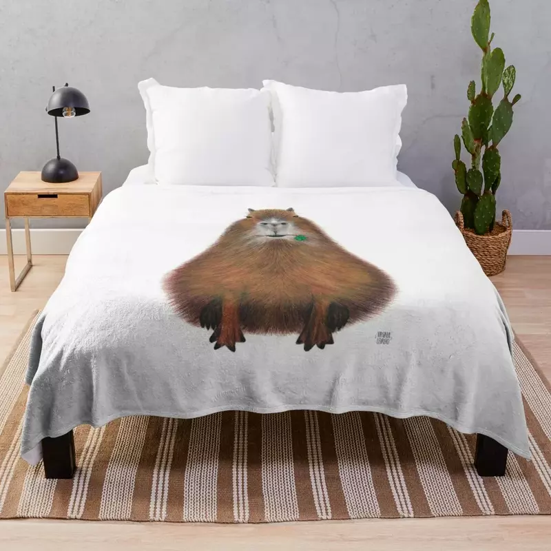 Capybara high quality, hand made illustration Throw Blanket Sofa Quilt Single Blankets