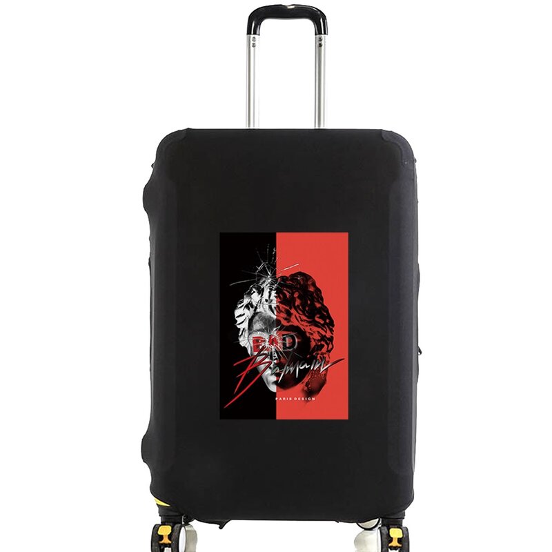 Sarung koper uniseks, pelindung koper pola patung perjalanan elastis penutup debu digunakan 18-32 koper modis