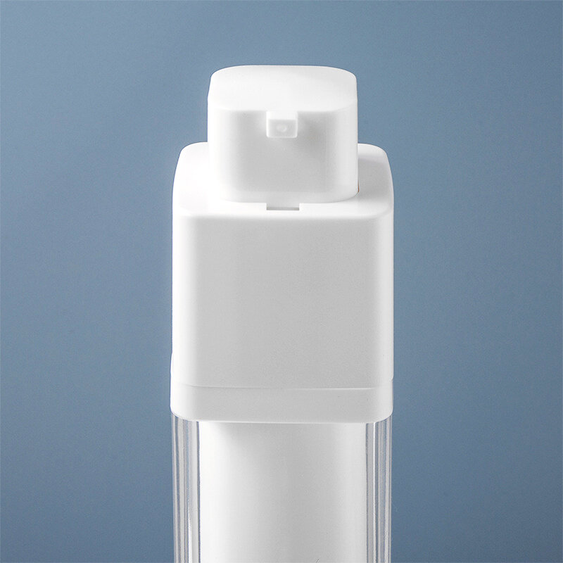 Transparent White Square Airless Pump Emulsion Vacuum Lotion Bottle Travel Bottle Cosmetic Refillable Bottle 15ml 30ml 50ml