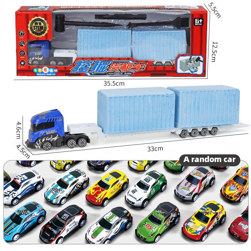 Grande carro transportador caminhão de corrida para crianças, Jogos competitivos de escavação arqueológica, Toy Storage Alloy, Presente infantil