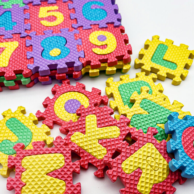 36 buah tikar lantai Puzzle busa Mini huruf A-Z angka 0-9 rumah boneka aksesoris adegan menembak Properti dekorasi