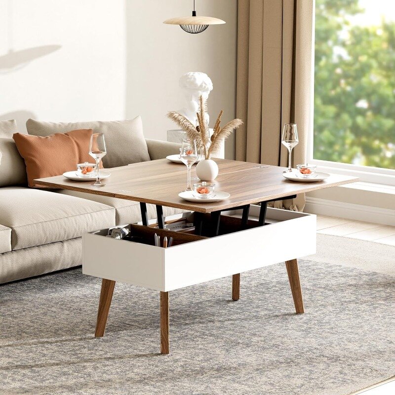 3 in 1 Lift Top Coffee Table, Ten Minutes Install Multifunction Coffee Table, Coffee Table Converts to Dining Table
