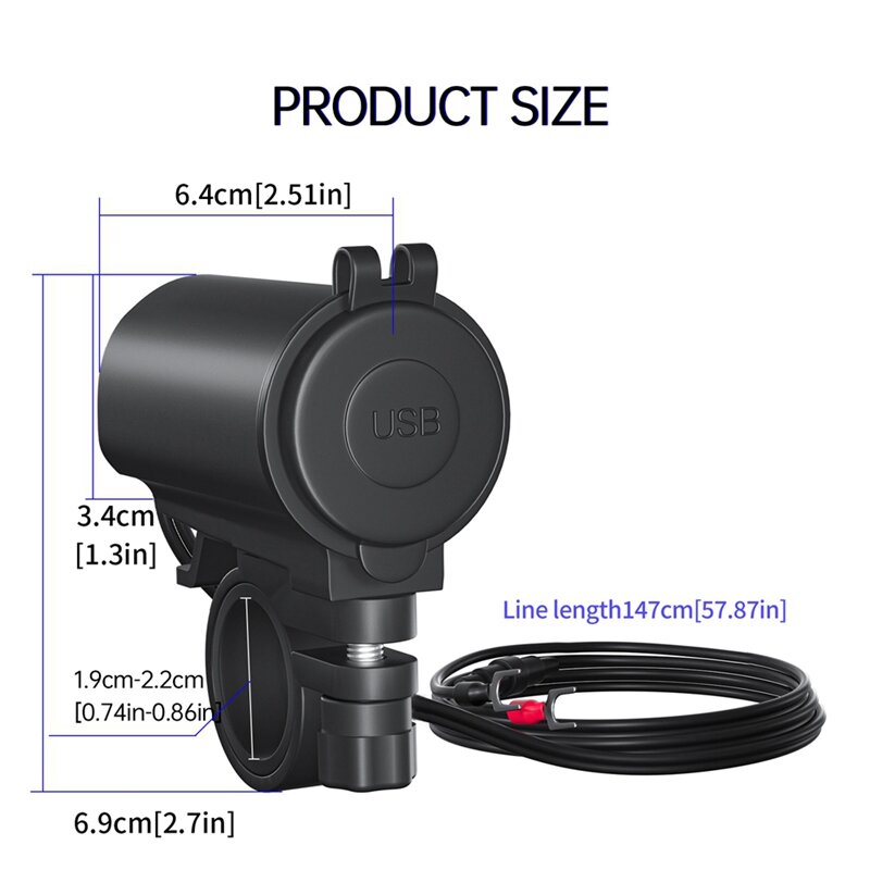 Motorcycle Charger Dual 2.1A USB Charge Voltmeter Phone Charger Waterproof Fast Power Adapter Socket Accessories