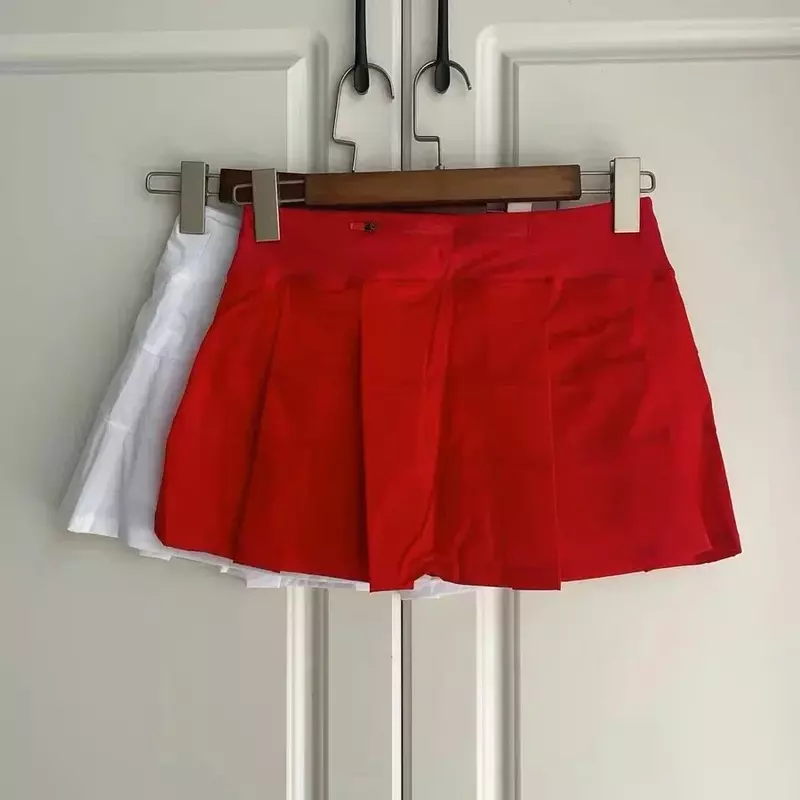 Женская спортивная теннисная короткая юбка Lemon для йоги, противоскользящая имитация двух предметов с подкладкой, модная юбка с высокой талией для йоги и фитнеса, плиссированная юбка