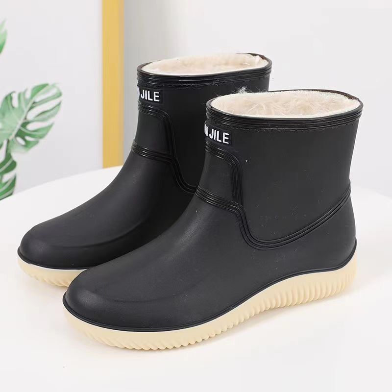 Женские осенне-зимние туфли с защитой от дождя, толстая нескользящая подошва, высокие плюшевые туфли с защитой от дождя, модная Рабочая обувь