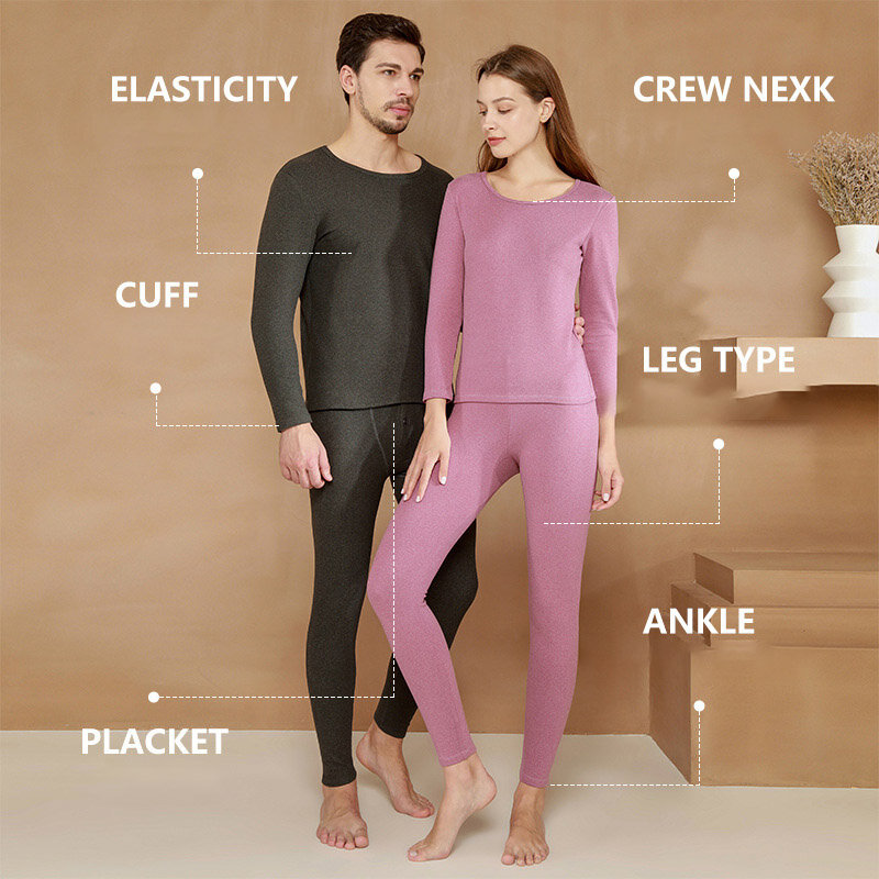 2023 Winter New Men's Long Sleeve Underwear Set Women's High Quality Elastic Slim Fit Minimalist Designer Thickened Warm Pants