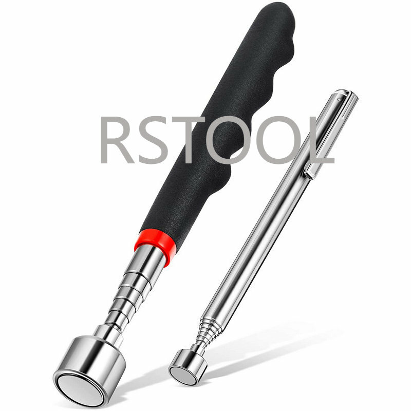 Mini caneta magnética portátil, caneta com imã telescópico para pegar porcas e parafusos, promoção de ferramentas portáteis, comprimento ajustável, tom de prata, 2 peças