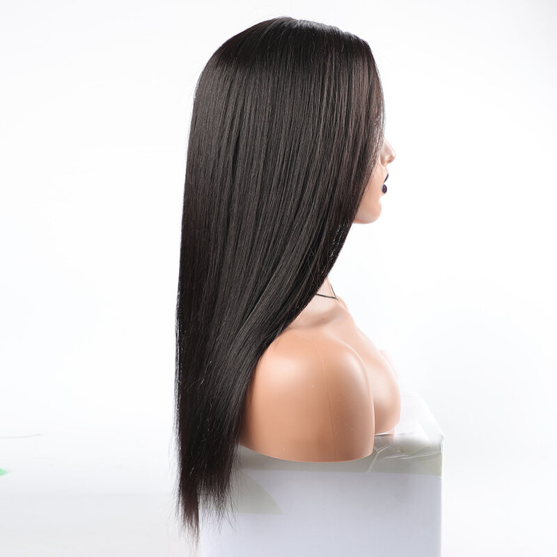 Парики из длинных человеческих волос, прямые длинные парики с челкой, индийский человеческий дешевый натуральный прямой парик для черных женщин