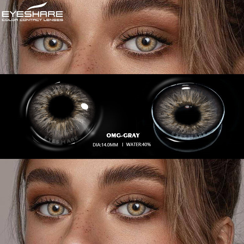 EYESHARE-lentes de contacto para miopía, lentillas de colores para ojos con grado, marrones, grises, anuales, naturales, suaves, 1 par