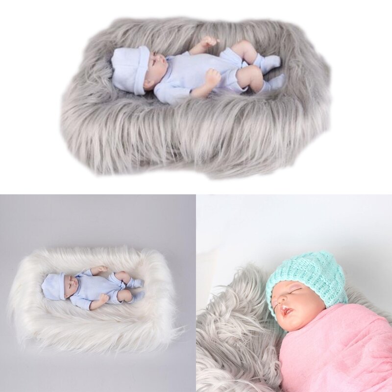 60x50cm neonato neonato foto coperta tappeto di pelliccia finta coperte peluche fotografia sfondo puntelli cestino Stuffer Filler