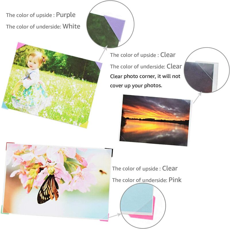 Etiquetas de canto de montagem de foto de cor aleatória autoadesivas para álbuns de fotos de scrapbook diy craft