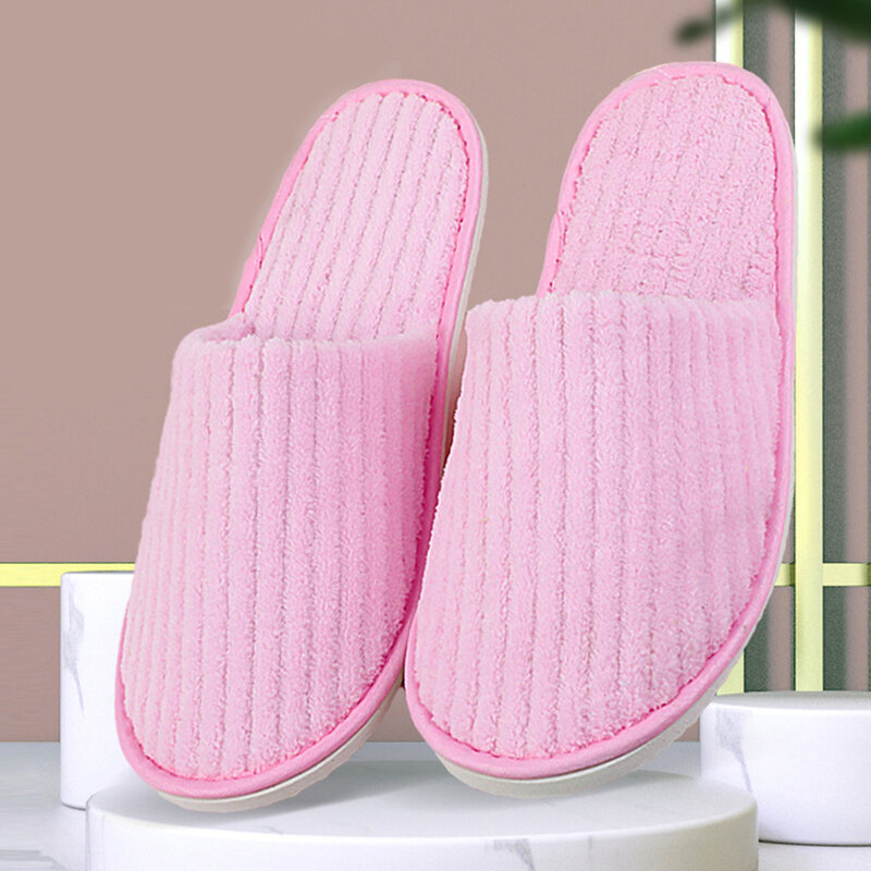 1 Pairs Winter Slippers Men Women Hotel Disposable Slides Home Travel Sandals Hospitality Soft Non-slip Slippers One Size