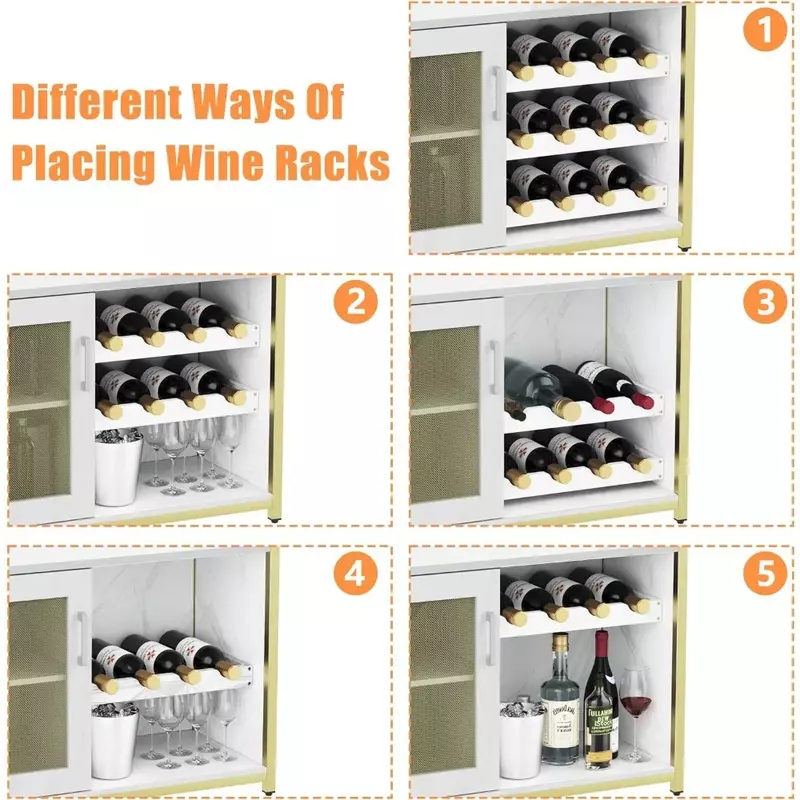 Piso autônomo Wine Display Cabinet, Gold Wine Rack, Mesa De Armazenamento Para Bar, Porta Garrafa De Vinho