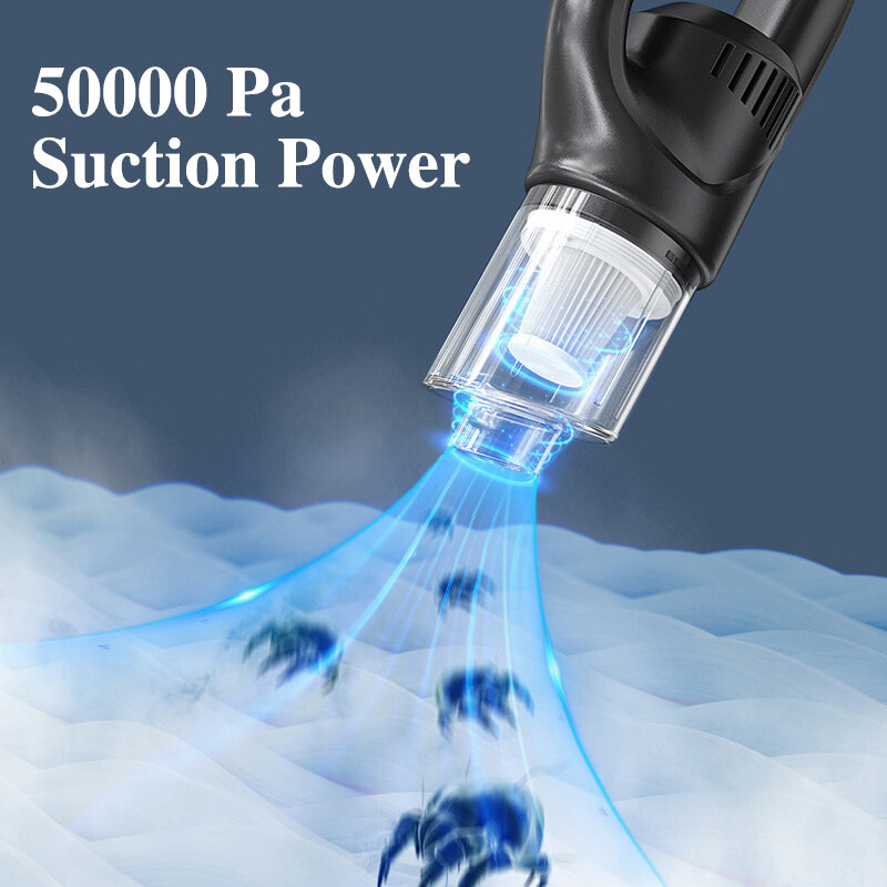 50000Pa Wireless Car Handheld Vacuum Cleaner Portable Powerful Suction Wet and Dry Smart Cordless Interior Cleaner Accessories