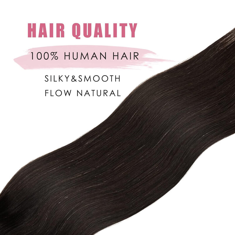 Straight Fish Line Hair Extensions 4 Clips In Hairpiece Highlight Natural Hair Extensions Natural Black Bundles Real Human Hair