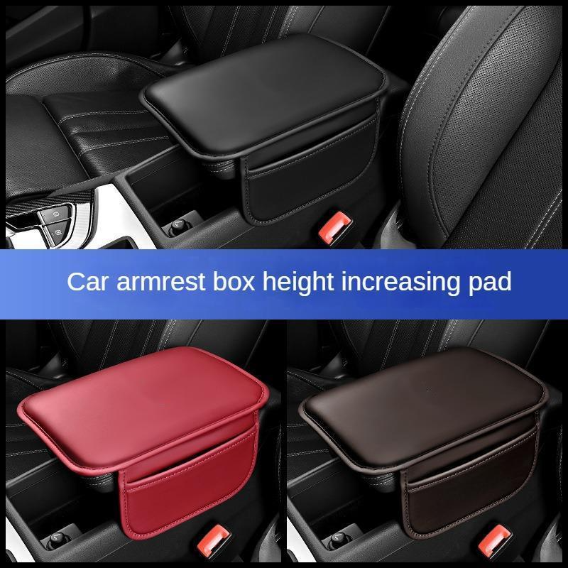 Couro Car Armrest Cover com Armazenamento Pocket Holder, Booster Cushion, Altura Aumentar Pad, Center Console Protector Cover