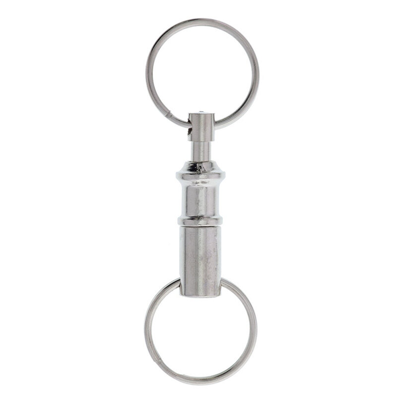 1/10Pcs Dual Detachable Key Ring Snap Lock Holder Steel Chrome Plated Pull-Apart KeyRing Quick Release Keychain 8cm