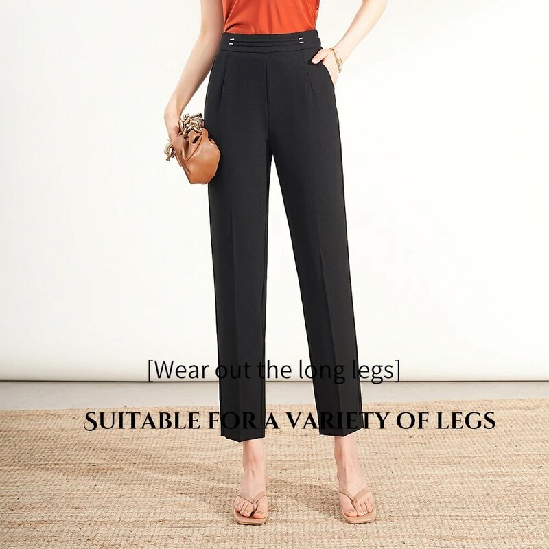 Conjuntos casuais de calças femininas, pequeno de 9 pontos, novo estilo, conforto fresco, tendência de verão, 2024