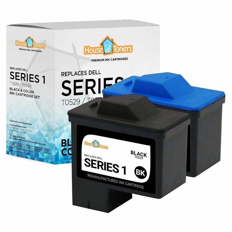 2 PACK For Dell Series 1 Black/Color Ink Cartridge Combo T0529 T0530