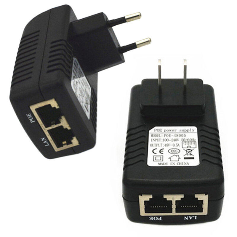 CCTV Security Surveillance PoE Power Supply 48V 0.5A 24W POE Wall Plug POE Injector Ethernet Adapter IP Camera Phone US EU Plug