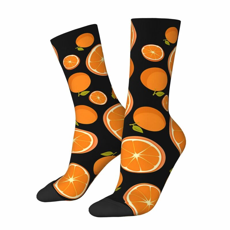 Orangen glückliche Männer Socken Retro Früchte Essen Street Style lässig Crew Socke Geschenk muster gedruckt