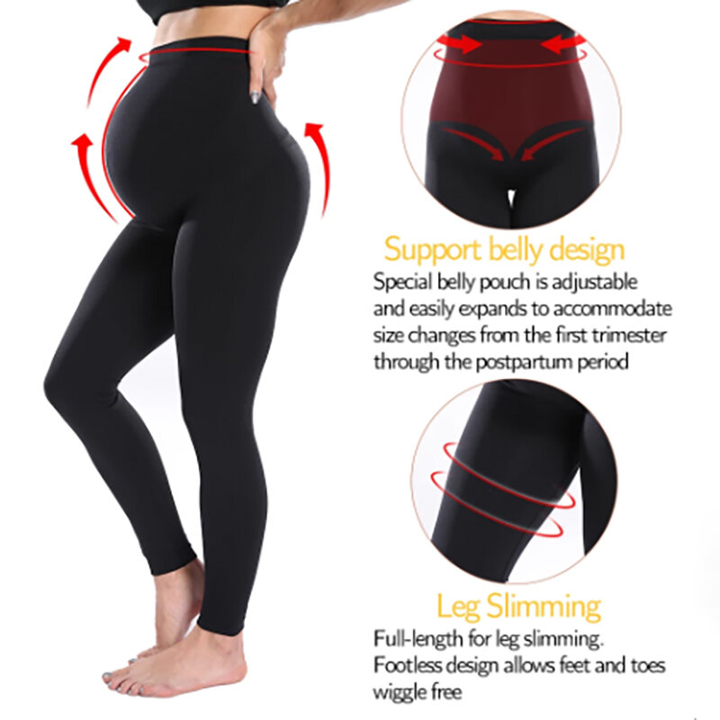 Elastic High Waist Maternity Leggings Skinny For Pregnant Women Belly Support Postpartum Leggins Body Shaper Fitness Trousers