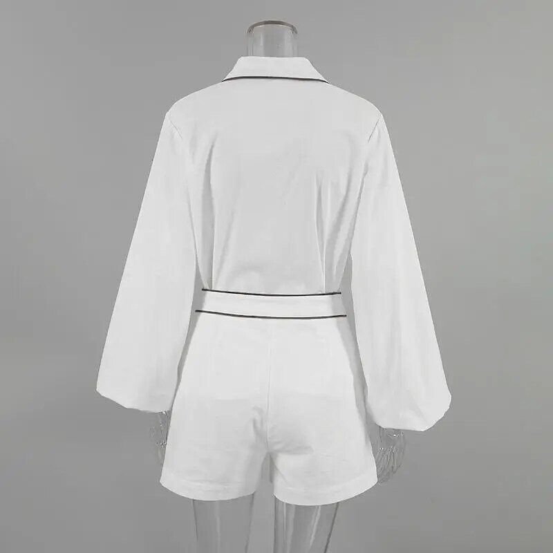 Conjunto de 2 piezas de algodón y lino para mujer, Blusa de manga larga y pantalones cortos, a la moda, informal, elegante