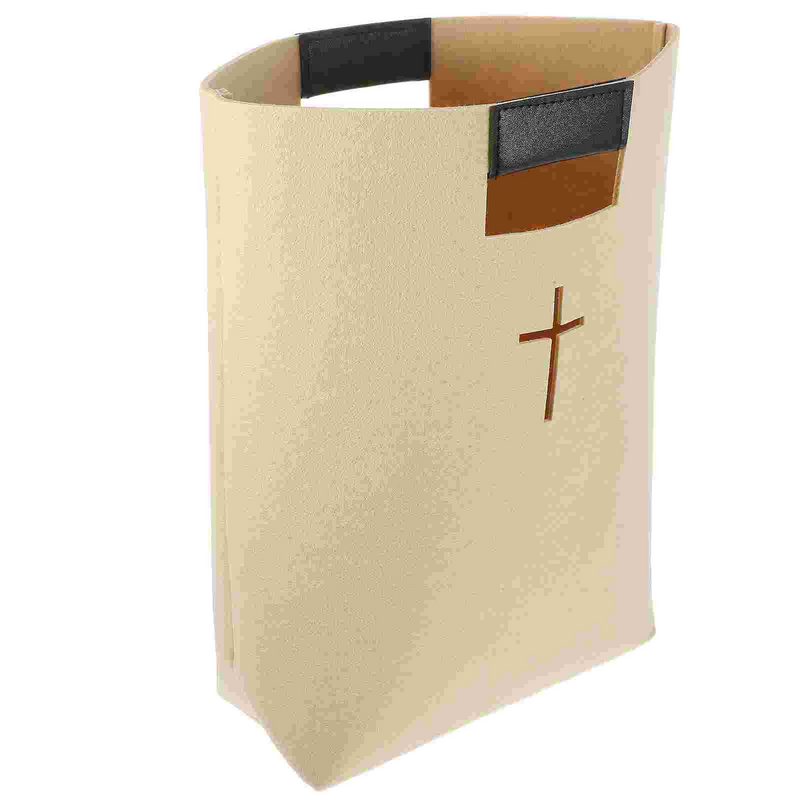 Bible Case Felt Bible Tote Book Carrying Bag Carved Cross Bible Cover Reusable Handbag Handle Shopping Bag Church Organizer