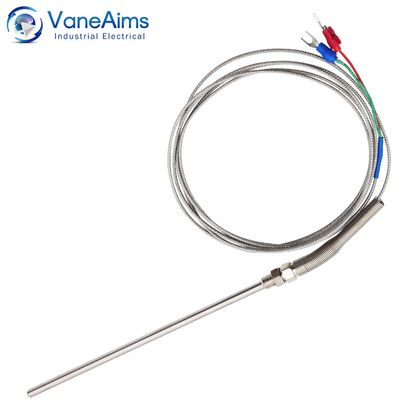 VaneAims-Capteur de température Thermocouple M8, 0.5m, 1m, 2m, 3m, Type K J PT100, 50mm, 100mm, 150mm, 200mm, Ressort de compression, Sonde 0-400 ℃