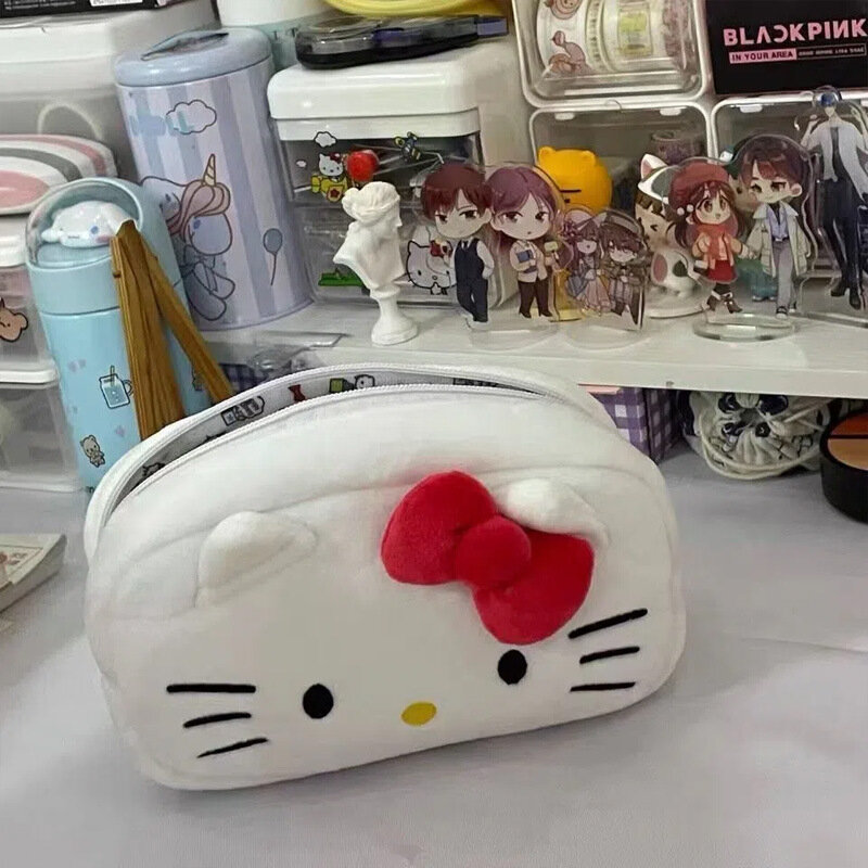 Hello Kitty Pochacco Grote Pluche Tas Grote Capaciteit Pluizige Eenvoudige Schattige Kawaii Anime Sanrio Student Vrouwelijke Pluche Make-Up Tas Speelgoed