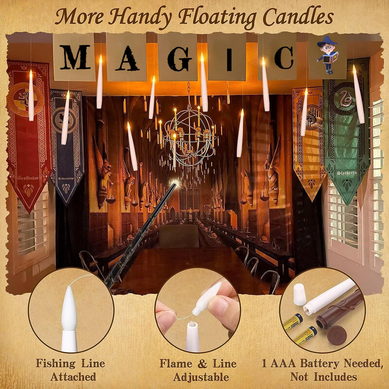 12-60PCS candele galleggianti a LED con bacchetta magica candela volante senza fiamma candele tremolanti per decorazioni per matrimoni/vacanze