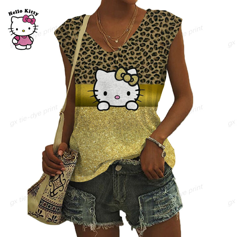 2024 anime fashion mini iso Hello Kitty3D printed women's tank top cartoon camisole women's tank top