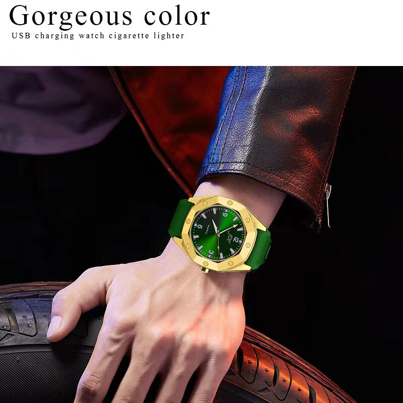 Mens Aansteker Horloge Creatieve Vlamloze Usb Opladen Horloges Mode Quartz Horloges Klok Cadeau Voor Mannen JH381