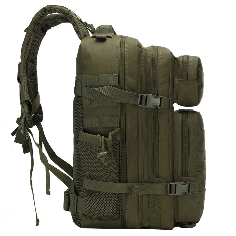 Ransel taktis 45L, tas Tentara militer dengan saku botol luar ruangan, ransel mendaki tahan air Mochila berkemah
