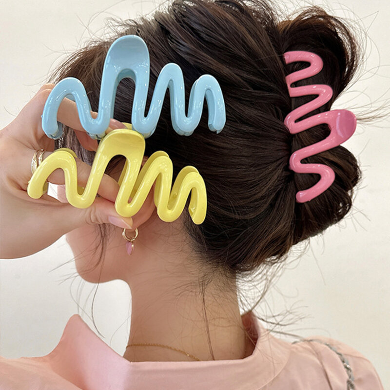 Fashion Acrylic Hair Claw Clip Large Wave Style Hairpins Hair Clamps Barrettes Hair Accessories Hairgrip Women Ponytail Headwear