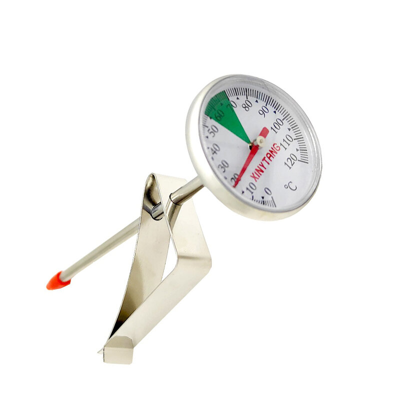 Termómetro de acero inoxidable para café y leche, medidor de temperatura para alimentos, probador de temperatura, herramienta de cocina para barbacoa, 0 °C ~ 120 °C